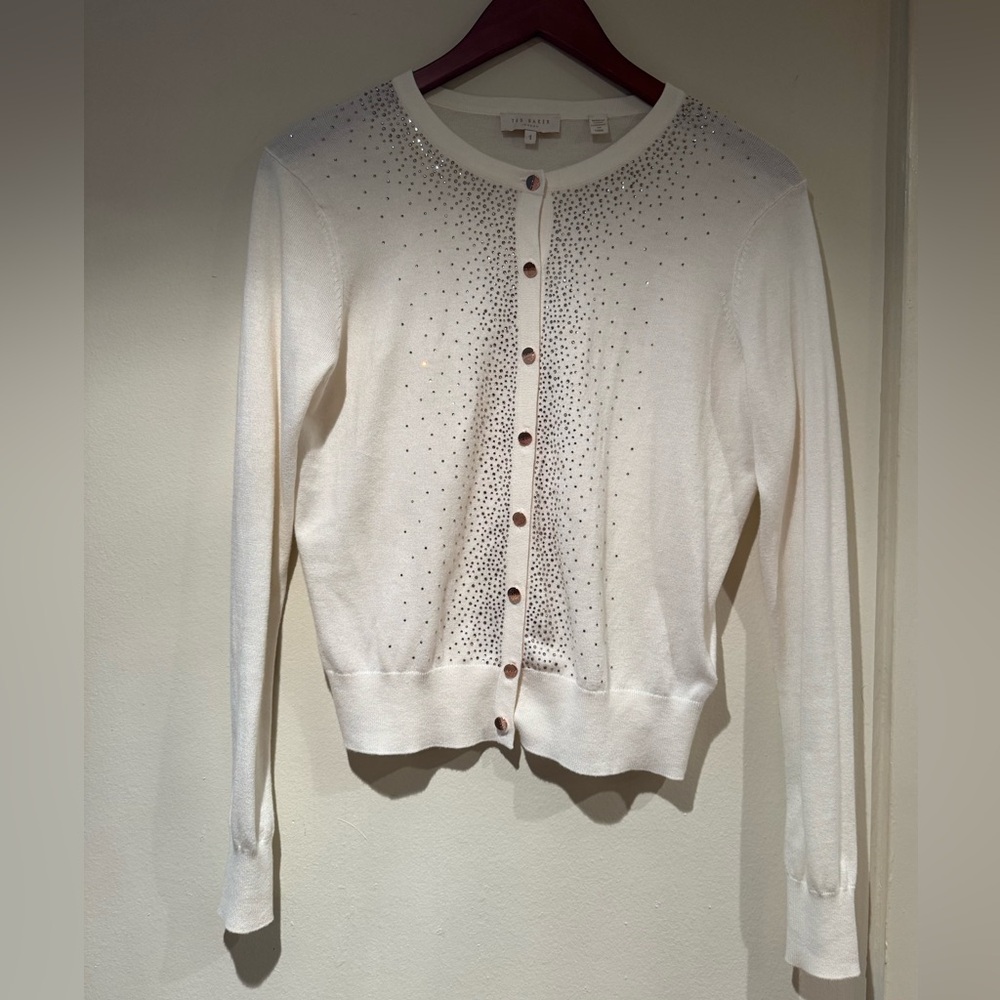 Ted Baker Cream Cardigan with Rose gold buttons and beads